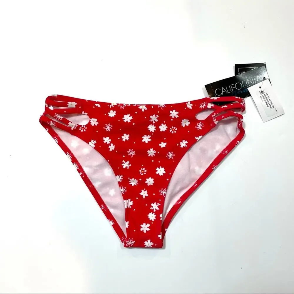 California Waves red strappy bikini swim bottom